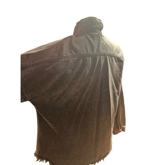 nwt acid washed jean jacket shirt button closure siZE lARGE - Picture 4 of 10